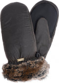 Wax With Faux Fur Trim Mittens - Women's