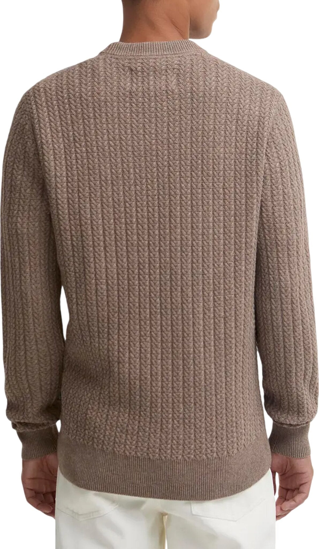 Herringbone Knitted Crew Neck Jumper - Men's