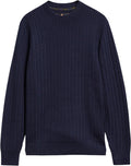 Herringbone Knitted Crew Neck Jumper - Men's
